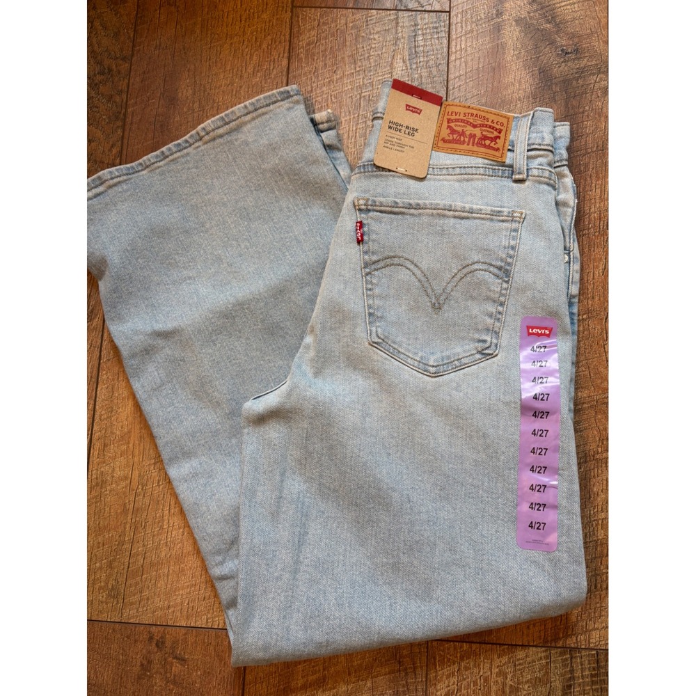 Levis 4 or 27 High-Rise Wide Leg Jeans Womens Light Blue NWT